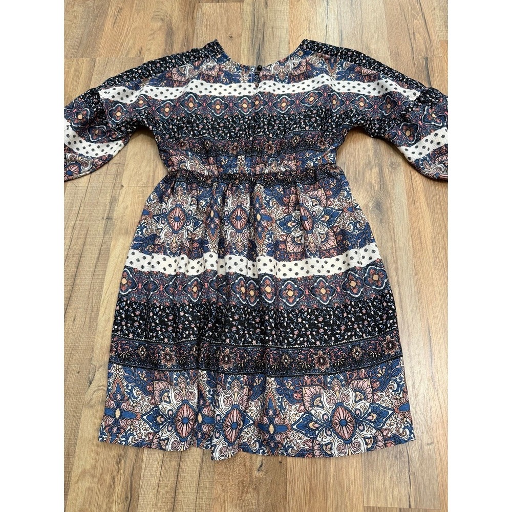 GB Girls Boho Floral Dress Size M Long Sleeve Smocked Waist Cute - Picture 3 of 10